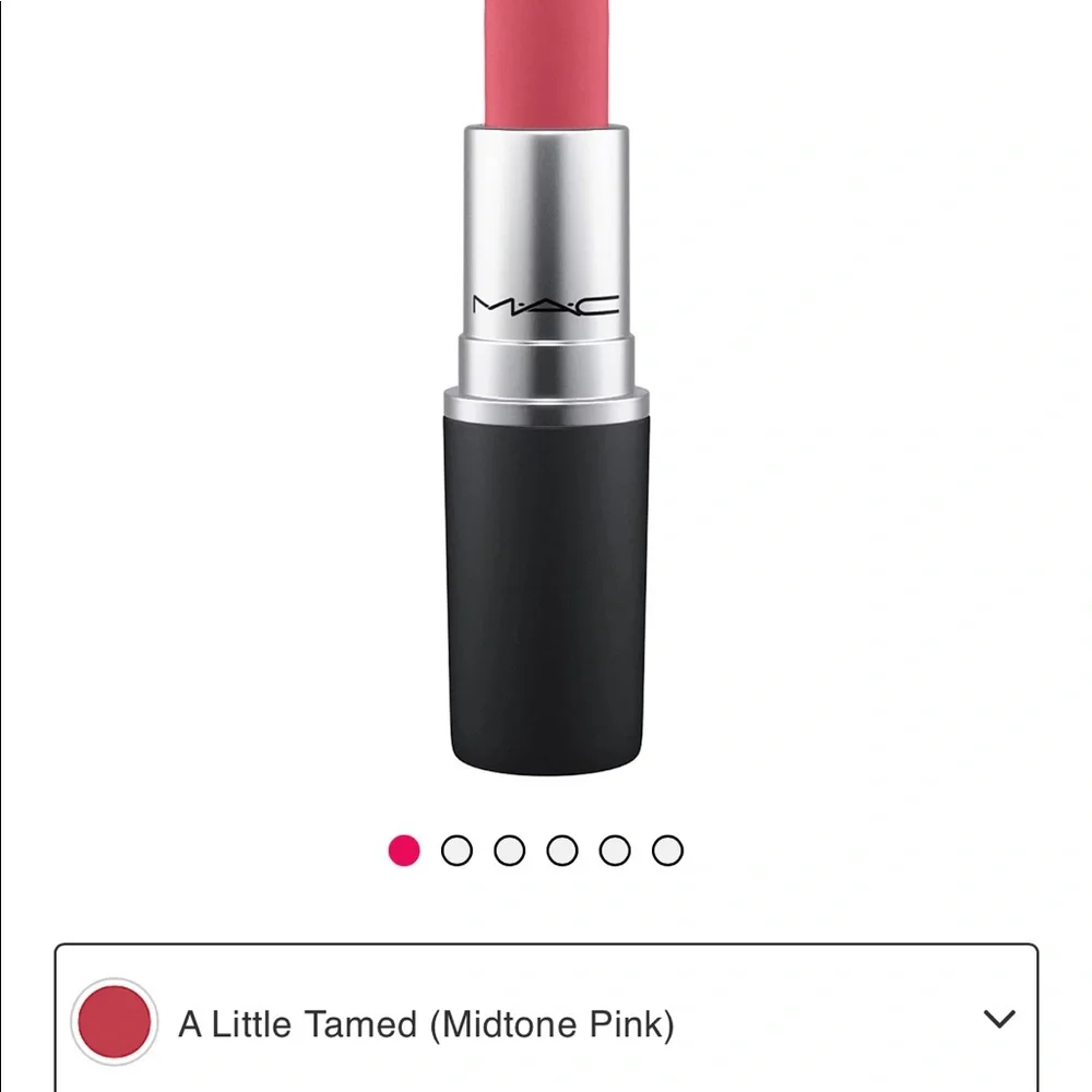 MAC COSMETICS Powder Kiss Lipstick A Little Tamed 301 Midtone Pink 0.1oz NIB $25